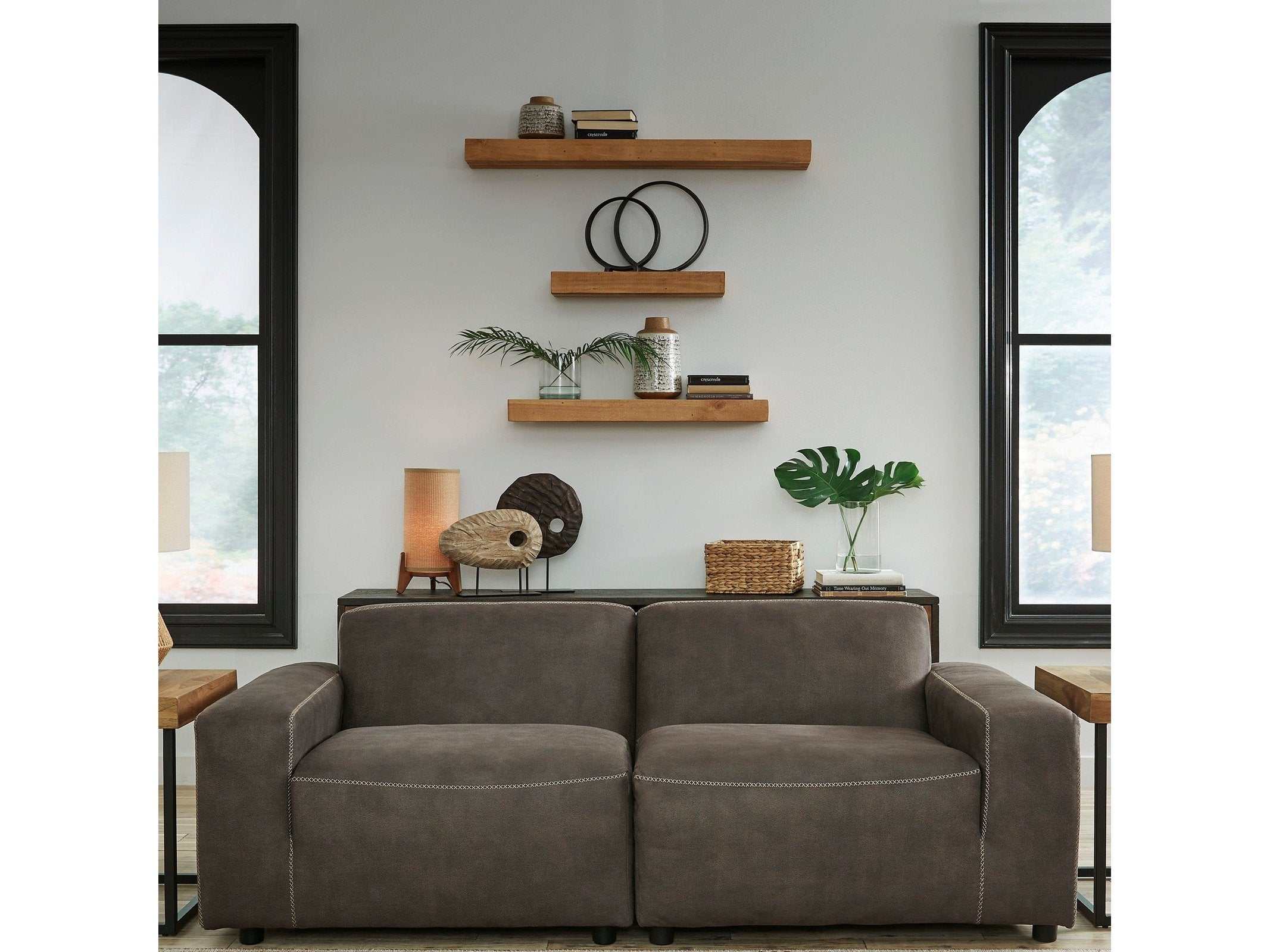 (Online Special Price) Allena Gunmetal Modular Sectional Loveseat