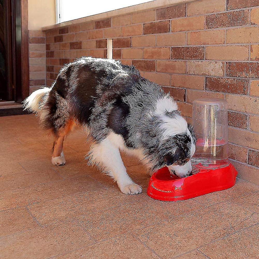 Water Or Food Dispenser For Cats And Dogsdry Food Water 0.6 Liters， Sturdy Plastic 12.5 X 19 X H 19.5 Cm Red