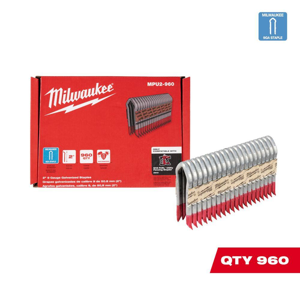 MW 2 in. 9-Gauge Galvanized Staples for M18 FUEL Utility Fencing Stapler (960 Per Box) MPU2-960