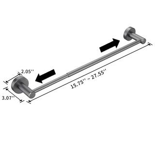 FUNKOL 1 pc. 16-27 in. Adjustable Expandable Towel Bar for Bathroom Kitchen Thicken Space Aluminum Wall Mount Gun Gray LZW#58001