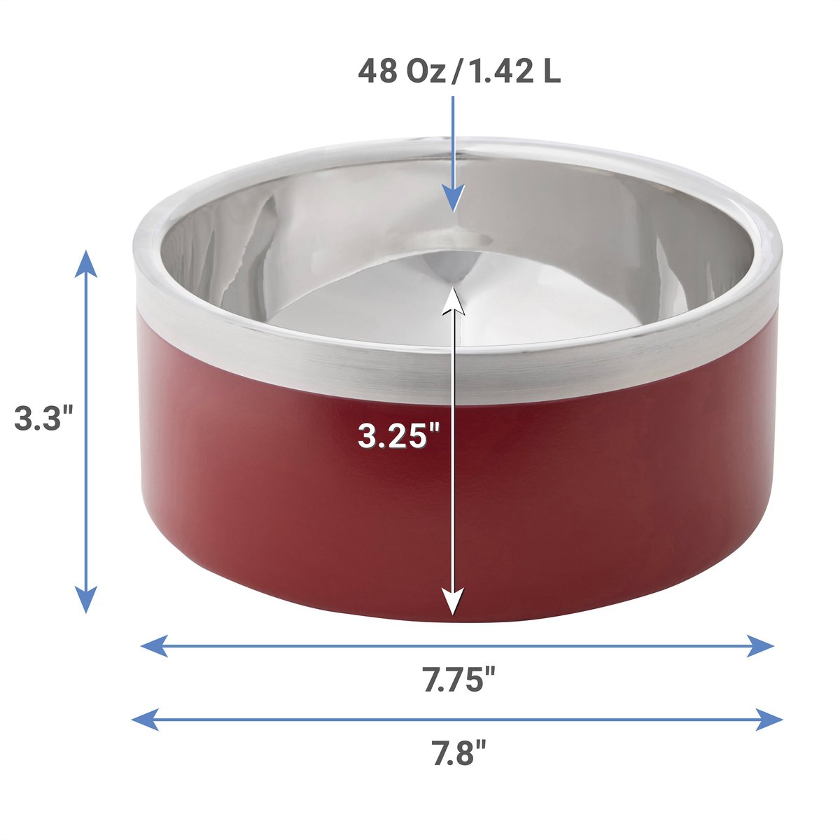 Frisco Insulated Two-Toned Non-Skid Stainless Steel Dog and Cat Bowl