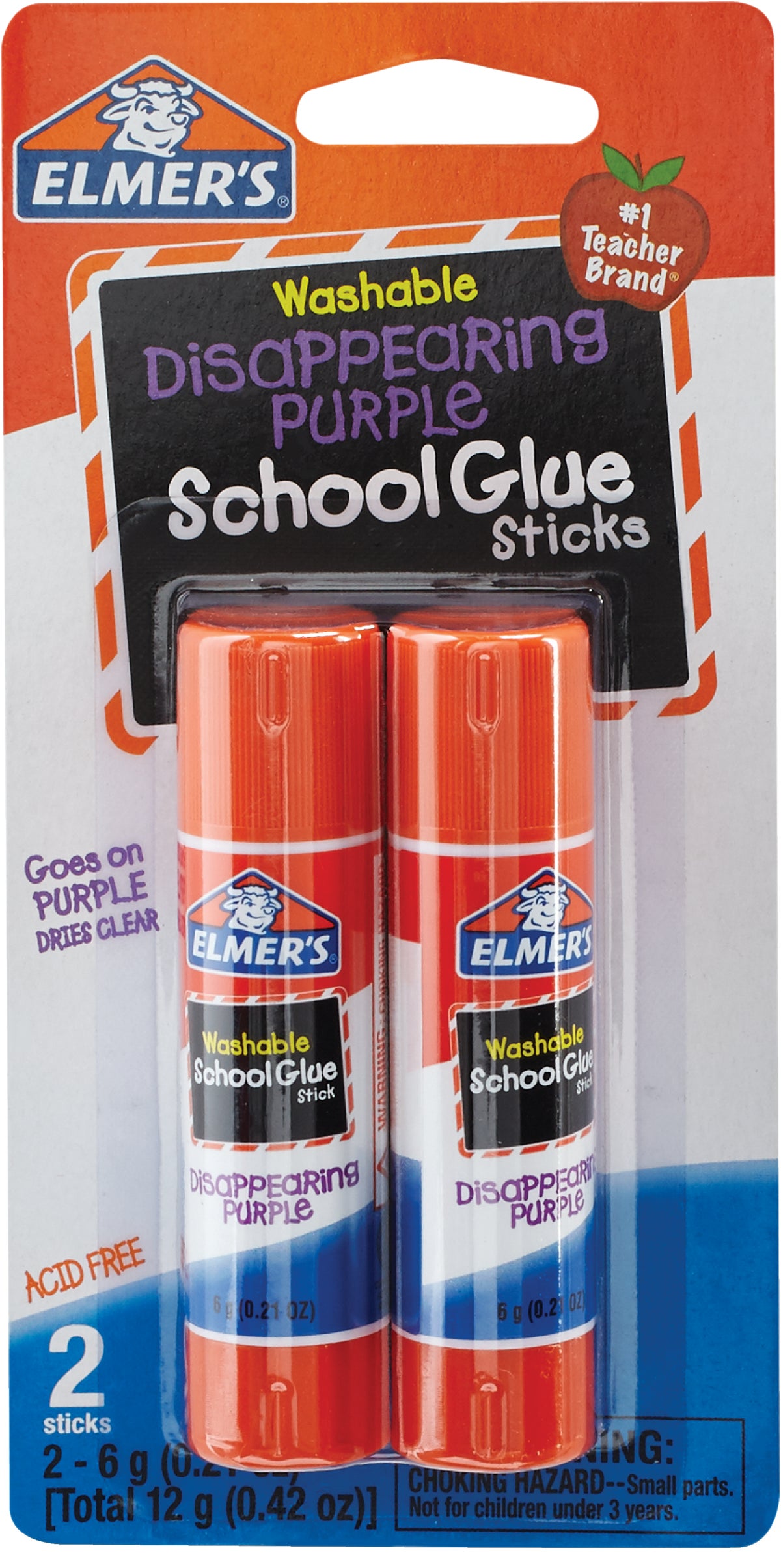 Elmerand#039s Washable Disappearing Purple School Glue Stick 0.21 Oz.