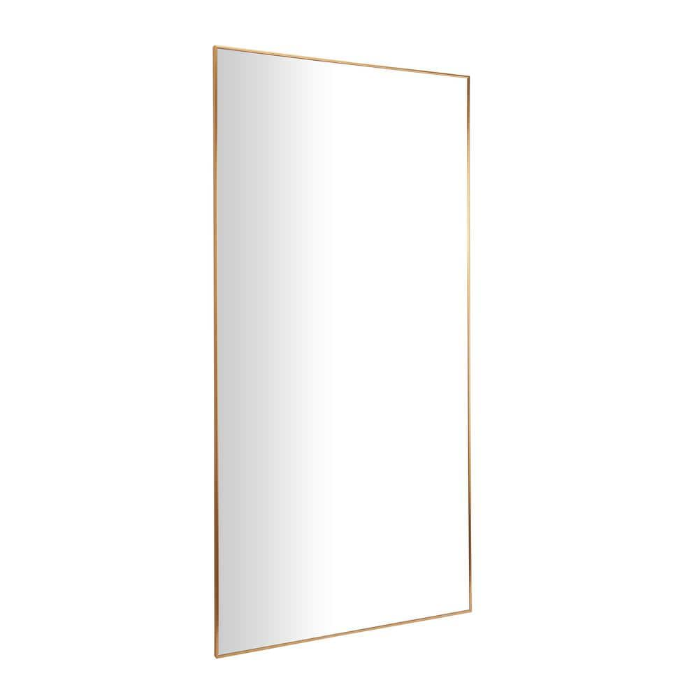 CosmoLiving by Cosmopolitan 79 in. x 40 in. Rectangle Framed Gold Wall Mirror with Thin Frame 042460