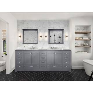 Lexora Dukes 84 in. W x 22 in. D White Double Bath Vanity and Carrara Marble Top LD342284DADS000