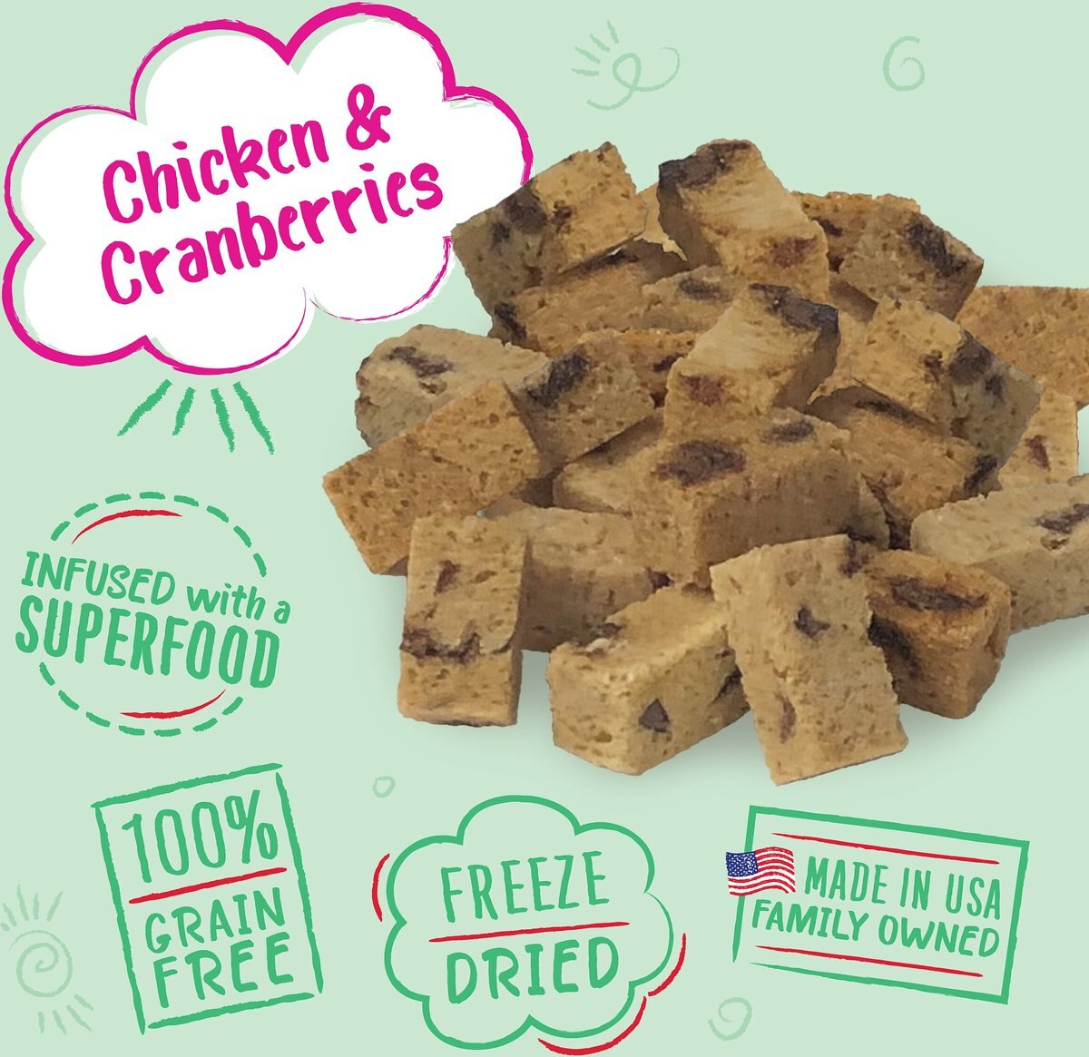 Charlee Bear Meaty Bites Chicken and Cranberries Grain-Free Freeze-Dried Dog Treats