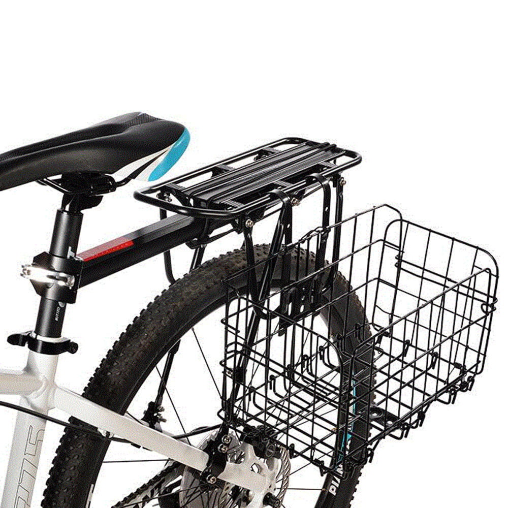 MOVTOTOP Bike Basket Rear Foldable Metal Wire Basket Front Bag Rear Hanging Basket Black