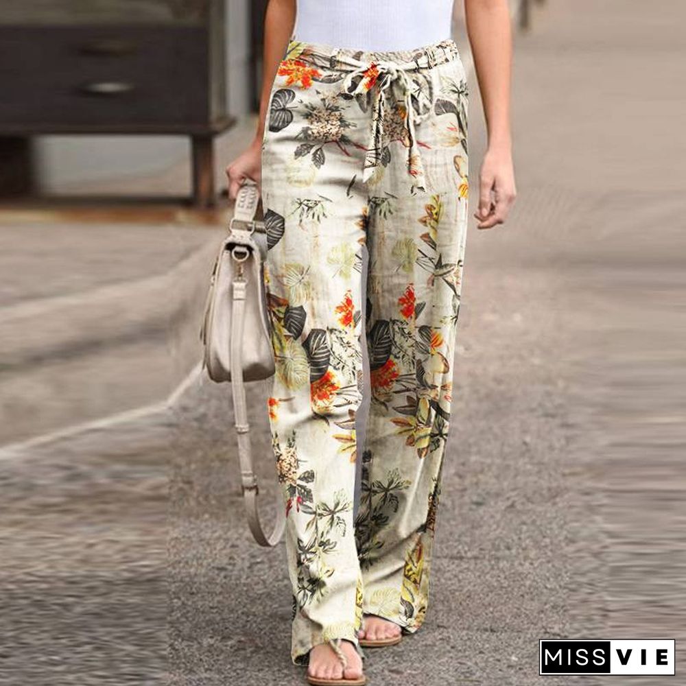 Women's Fashionable New Printed Cotton and Linen Casual and Comfortable Pants