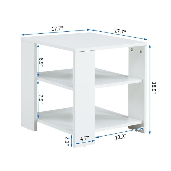 Square side table，simple style design，3-tier end table