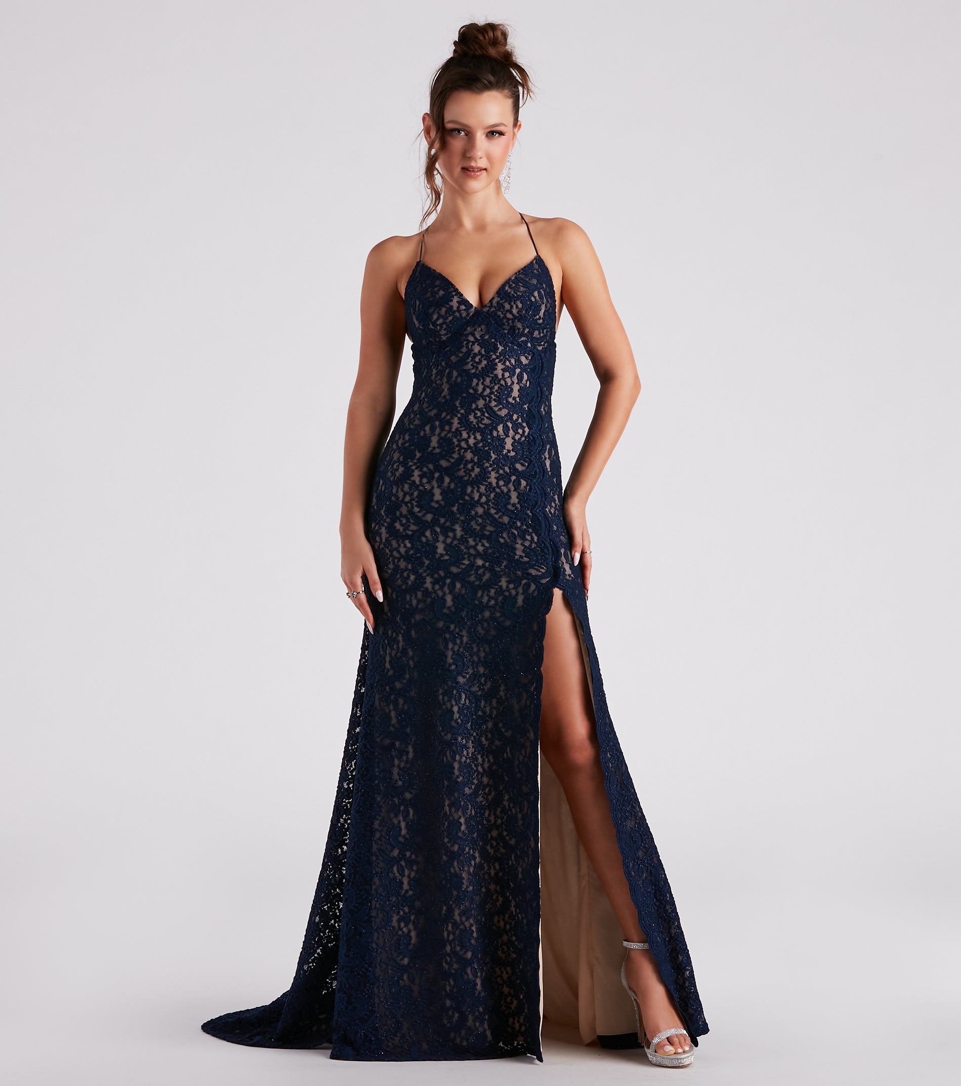 Cora Lace V-Neck Mermaid Ball Gown