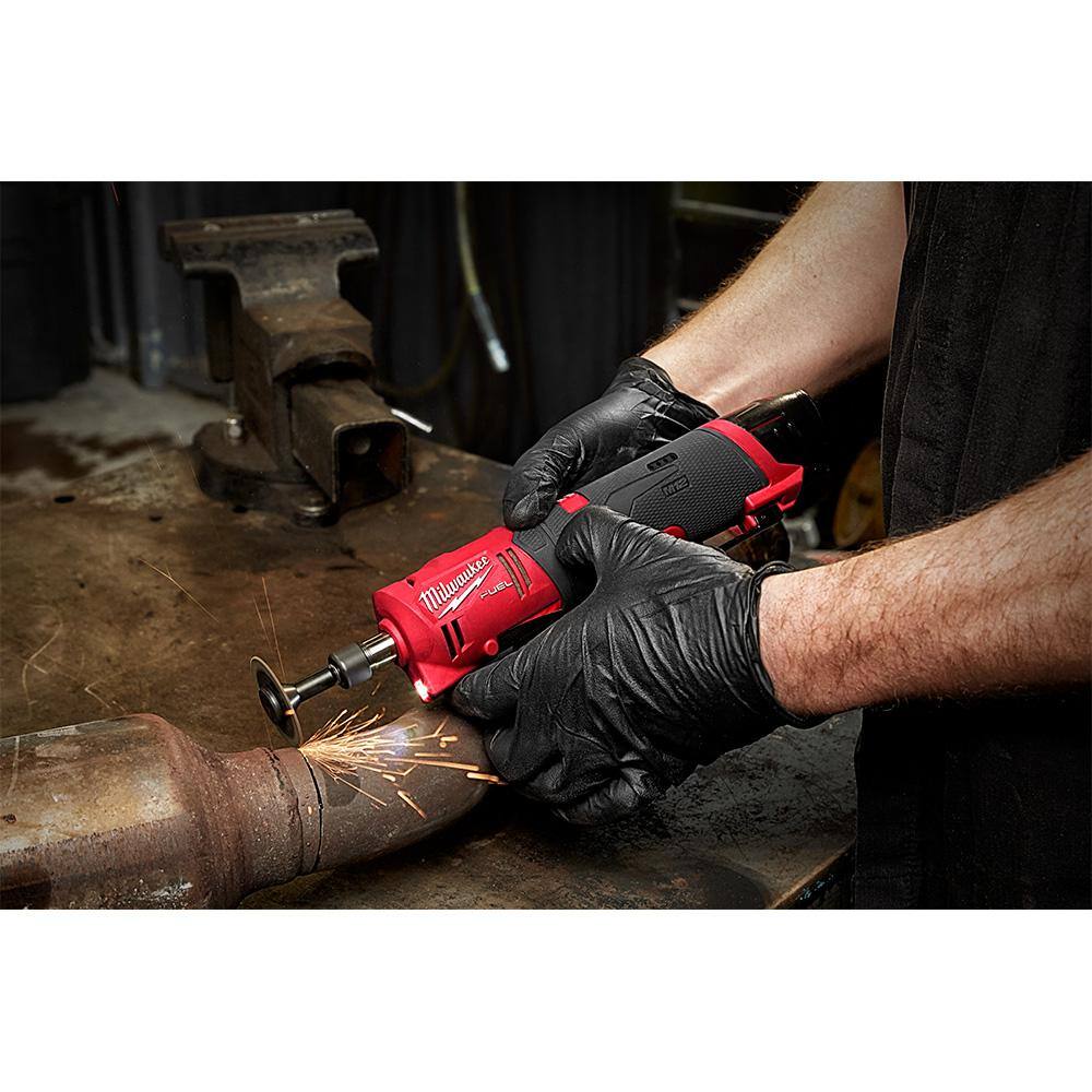 MW M12 Fuel 12-Volt Lithium-Ion Brushless Cordless 14 in. Straight Die Grinder with M12 2.0 Ah Battery 2486-20-48-11-2420