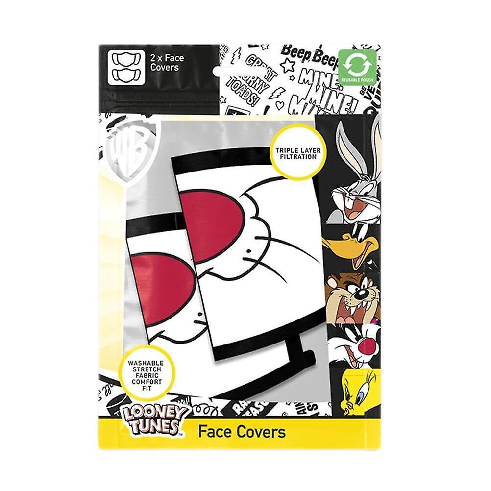 Looney Tunes Sylvester Triple Layer Cotton Fabric Face Mask 2PK