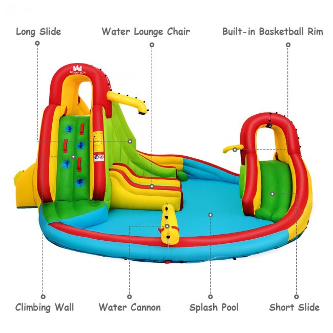 Kids Inflatable Water Slide Bounce House with Climbing Wall &Pool without Blower