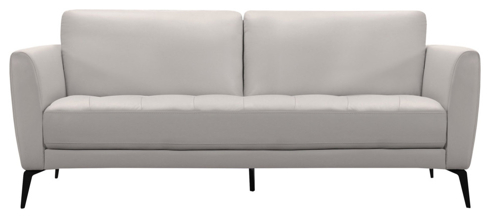 Contemporary Sofa  Black Legs  ampPadded Genuine Leather Upholstery  Dove Gray   Midcentury   Sofas   by Decorn  Houzz