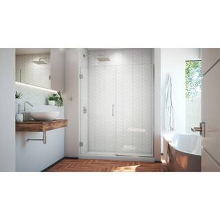 DreamLine Unidoor Plus 58 to 58.5 in. x 72 in. Frameless Hinged Shower Door in Brushed Nickel SHDR-245807210-04