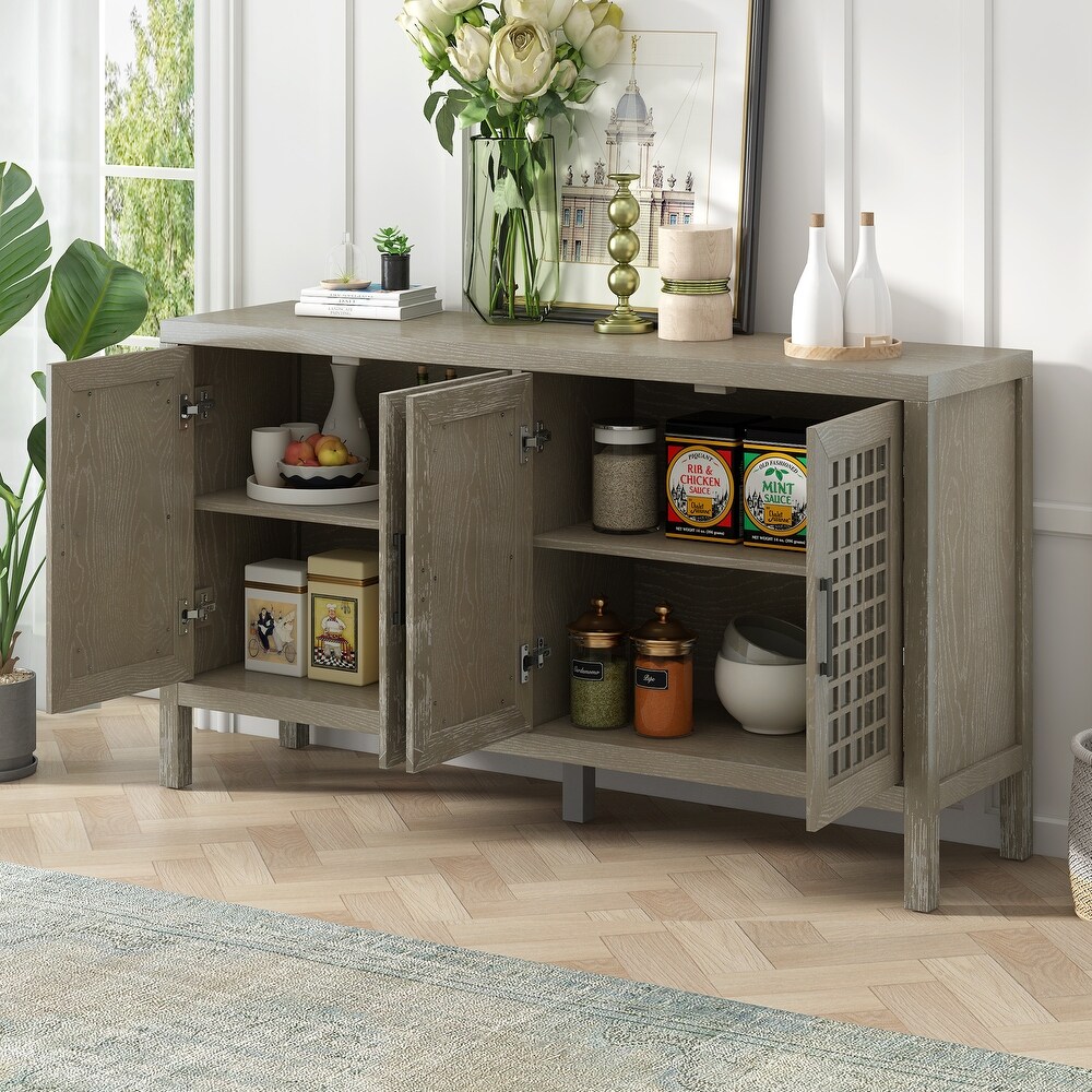 Bedroom Storage Cabinet Console Table with 4 Doors Kitchen Sideboard Buffet Dining Table Living Room Sofa Table