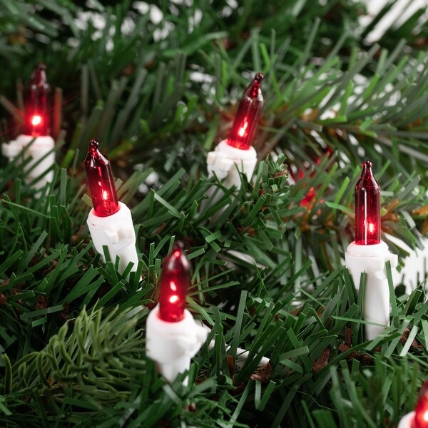 35Count Red Mini Christmas Light Set 7ft White Wire