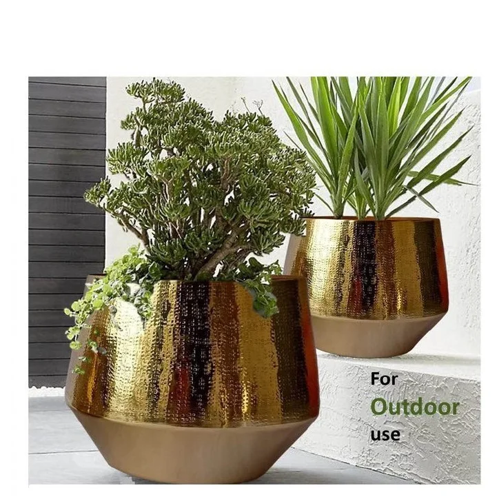 Decorative Gold Finished Metal Planter Home Indoor Outdoor Garden Usage Customized Size Metal Planter