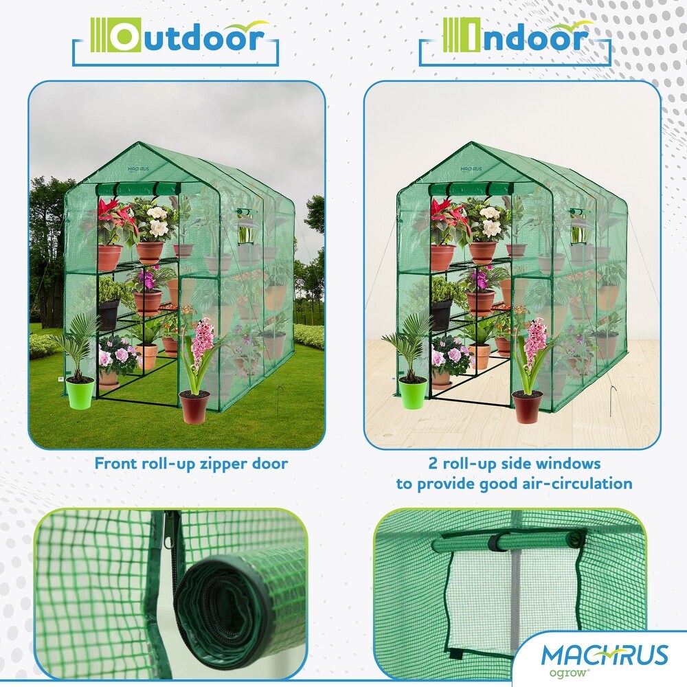 Machrus Ogrow Deluxe Walk In Greenhouse with Green Cover