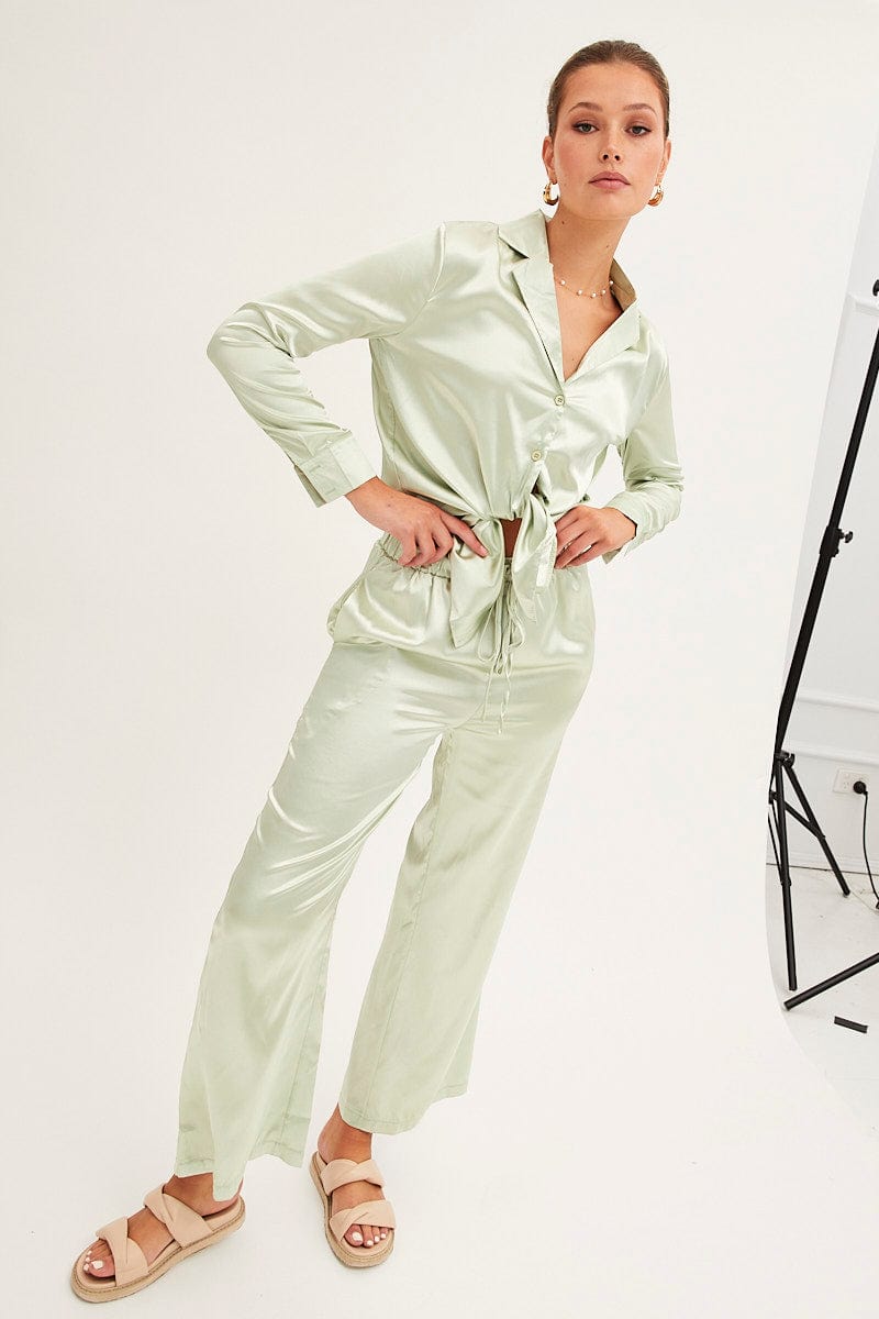 Green Wide Leg Pants