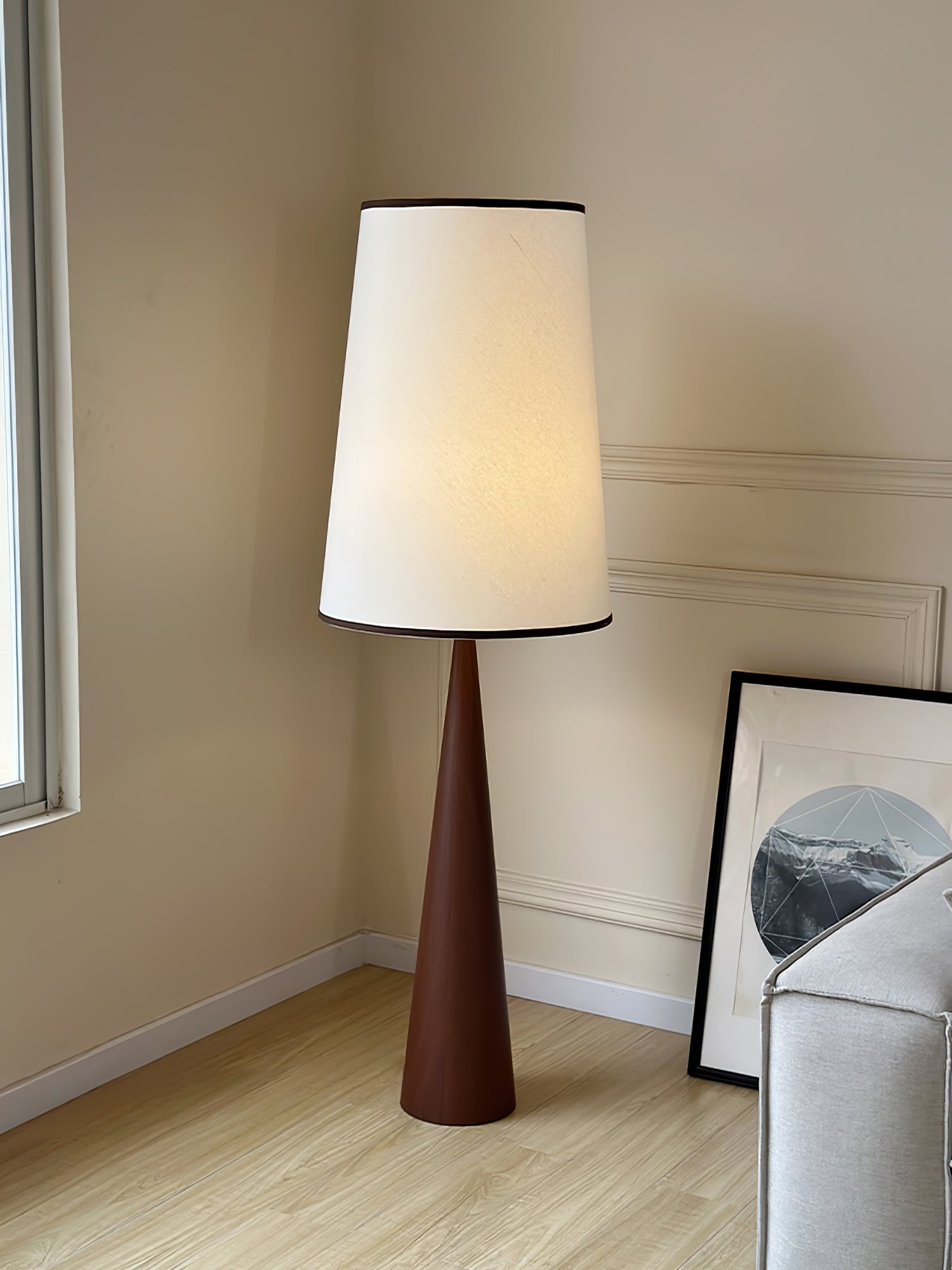 Faux Wood Conical Floor Lamp