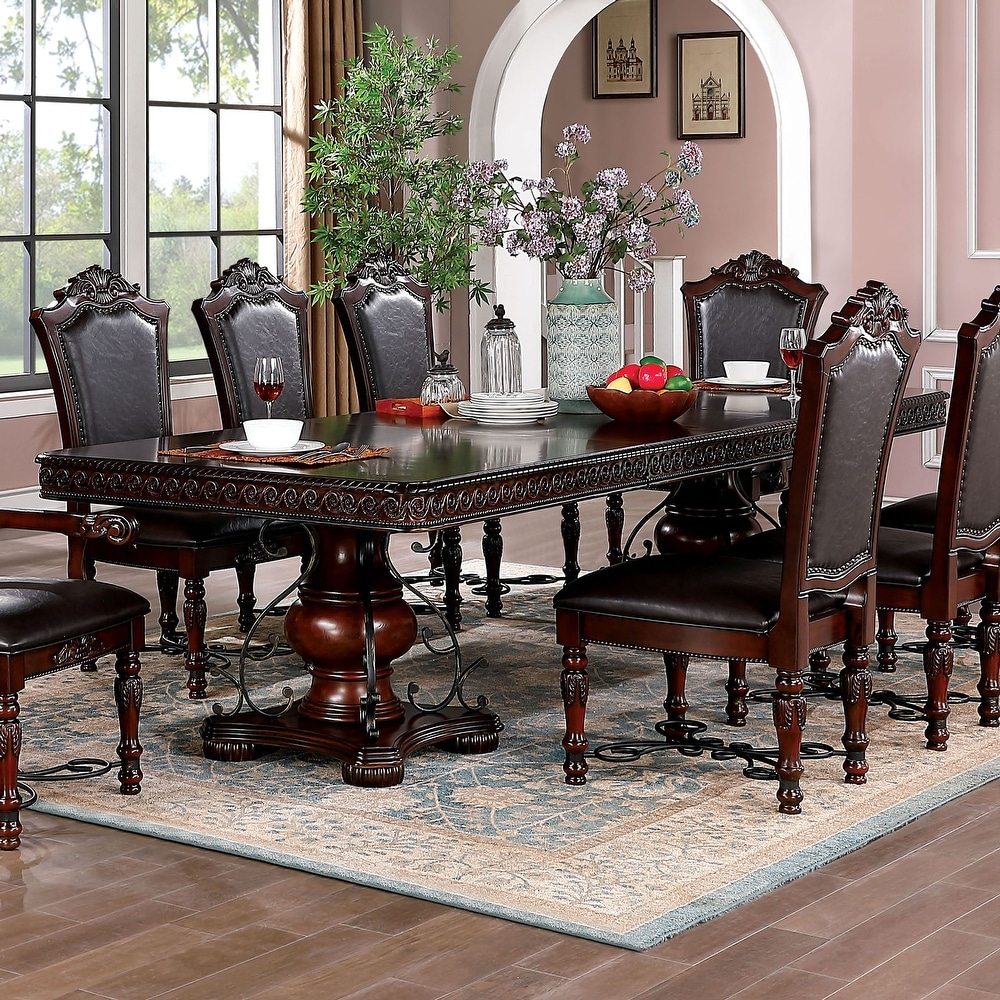 Furniture of America Baburam Traditional Cherry 120 inch Dining Table