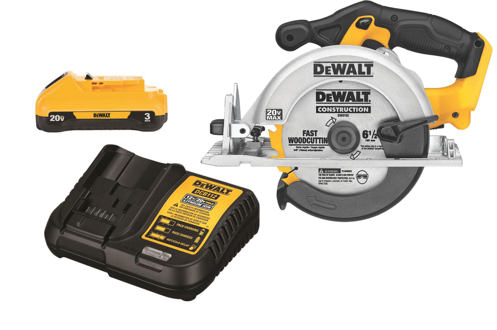 DW 20 V MAX 6 1/2 in Circular Saw 3Ah Kit Bundle DCB230C-DCS391B from DW