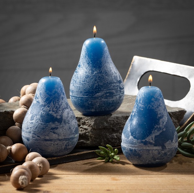 English Blue Timber Pear Candles Set Of 3