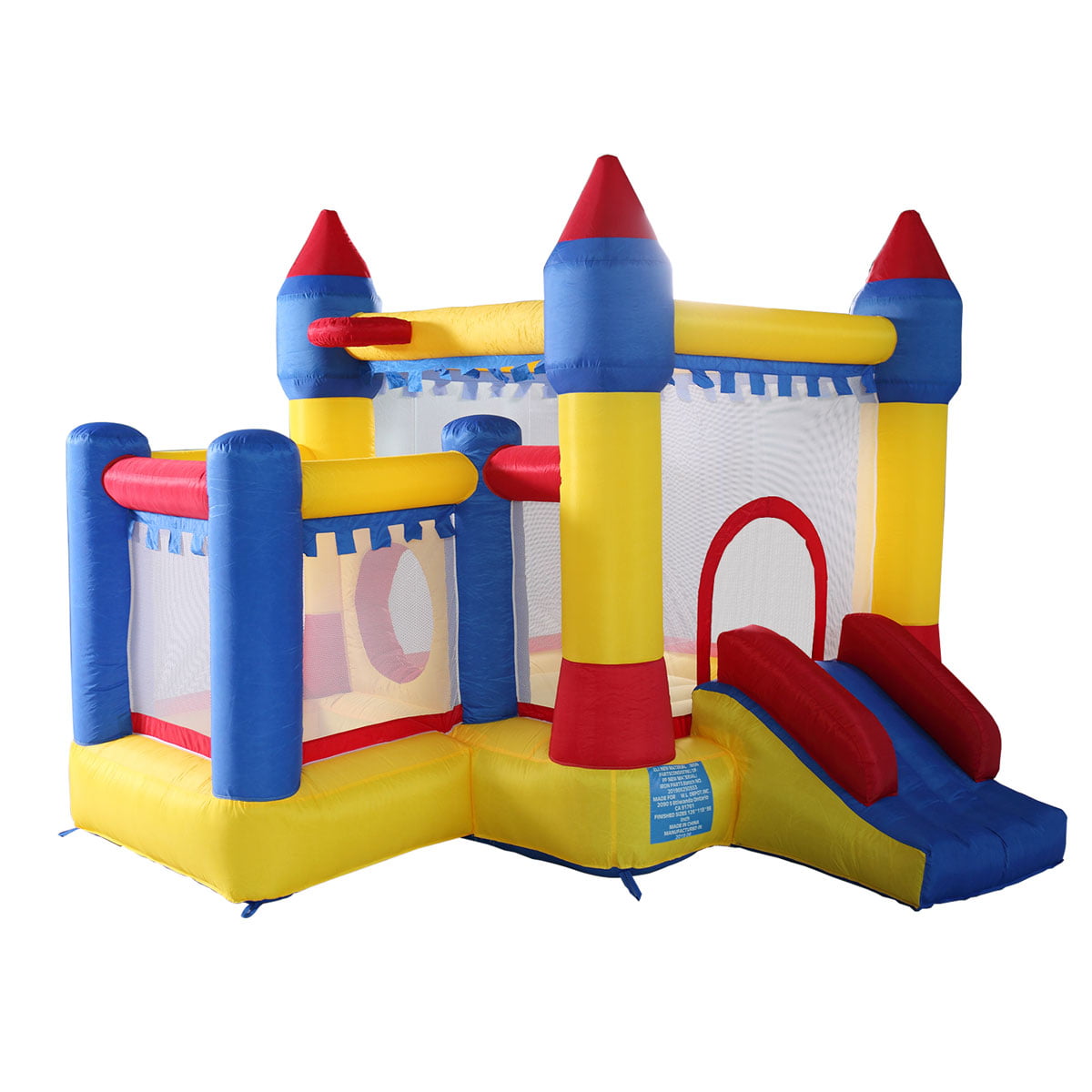 Pool Outdoor Garden Inflatable Bounce House Kid Jump and Slide Castle Bouncer with Trampoline Mesh Wall and Shooting Area Including Carry Bag Repair Kit Stake