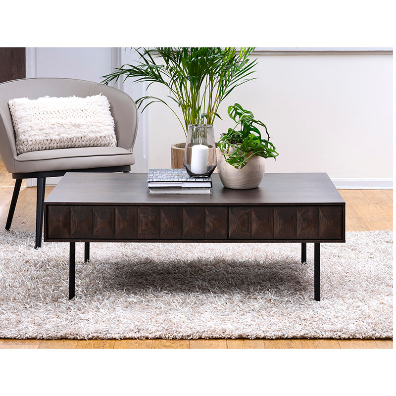 LATINA Coffee Table 117cm - Dark Brown / Black