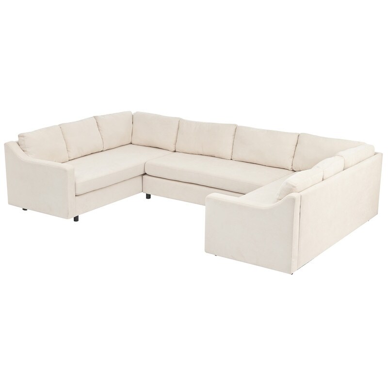 3 Pieces Upholstered U Shaped Large Sectional Sofa with Comfort Upholstered Thick Seat and Back Cushions Sofa