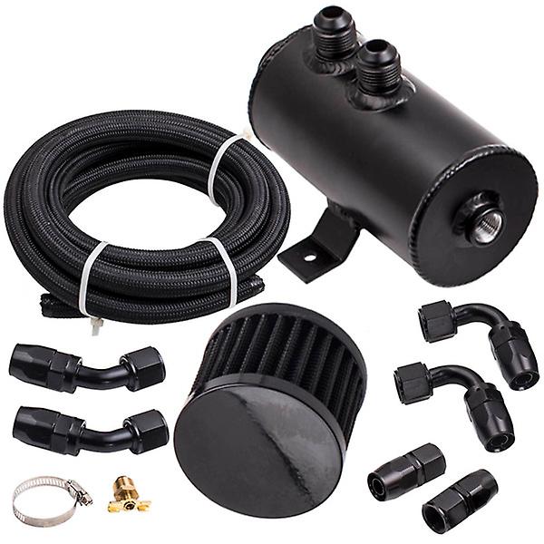 Baffled Engine Oil Catch Can 0.75l Twin Port An10 + 3m Hose Fitting Kit Universal 05548