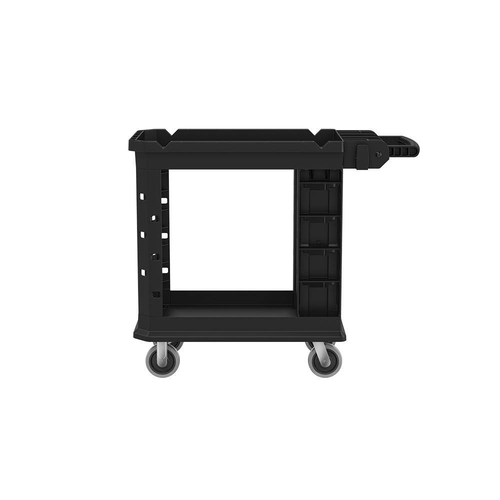 Suncast Commercial Standard Duty 19.5 in. 2-Shelf Utility Cart in Black PUCSD1937