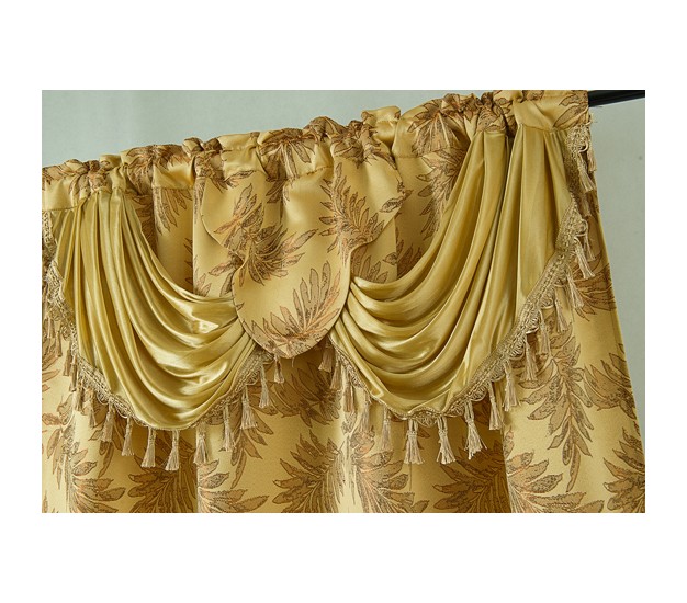 Ramallah Trading Palm Floral Textured Jacquard Single Rod Pocket Curtain Panel 54 X 84 Gold