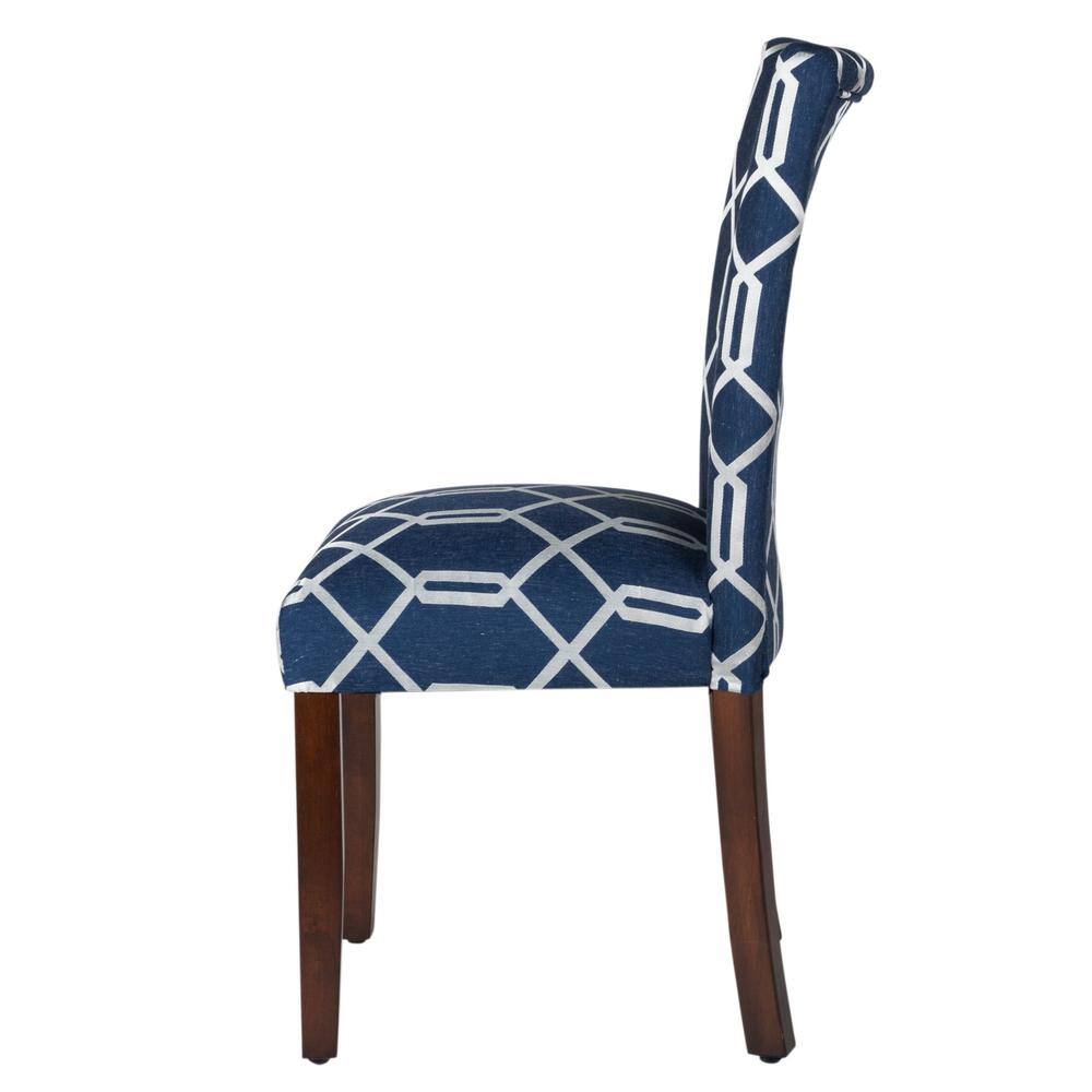 Homepop Parsons Navy Blue and Cream Lattice Upholstered Dining Chair (Set of 2) K6805-F2062