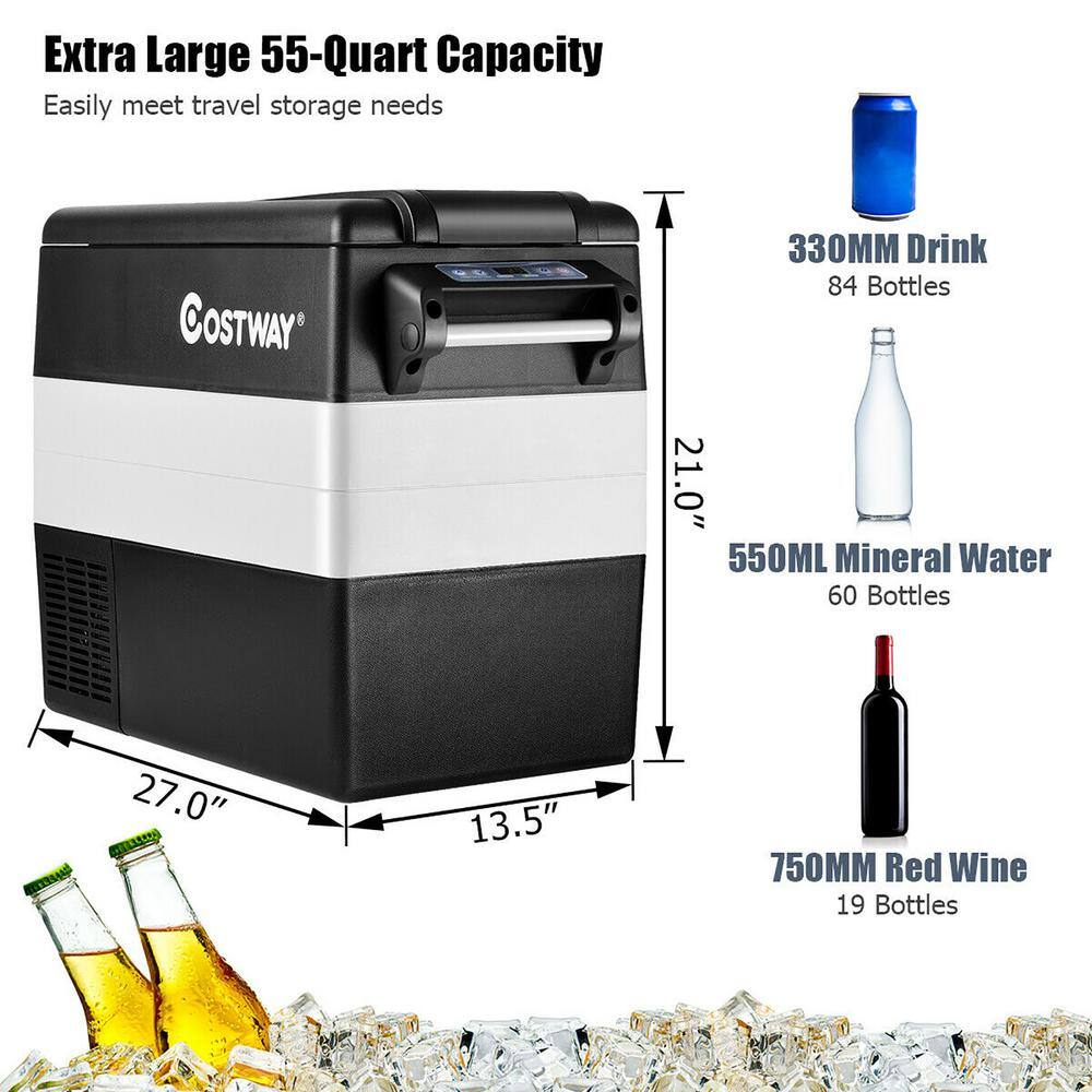 Costway 55 Quart Portable Refrigerator Electric Car Chest Cooler Compressor Freezer Camping EP24755US-SL