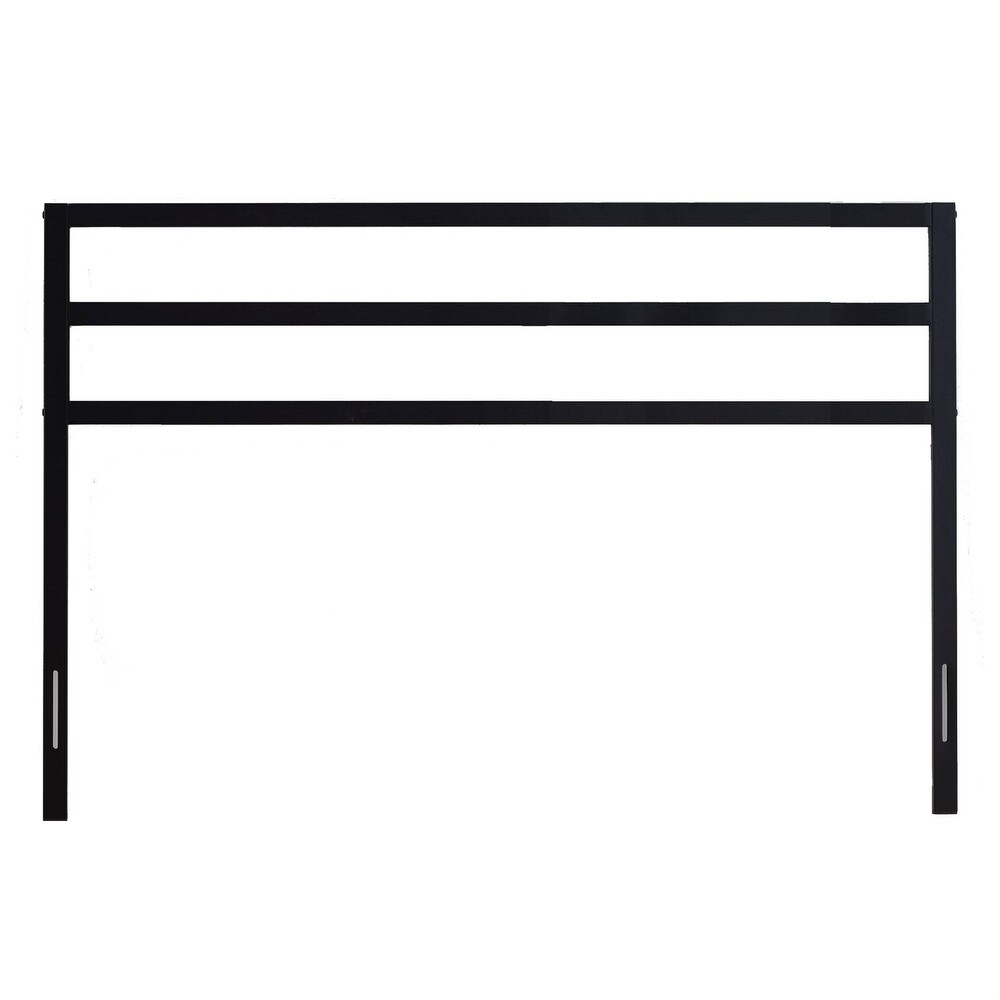 Modern Slatted Headboard in Matte Black Metal Finish