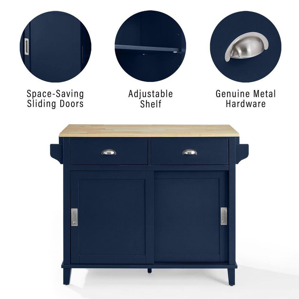 CROSLEY FURNITURE Cora Navy Kitchen Island with Drop Leaf CF3039NA-NV