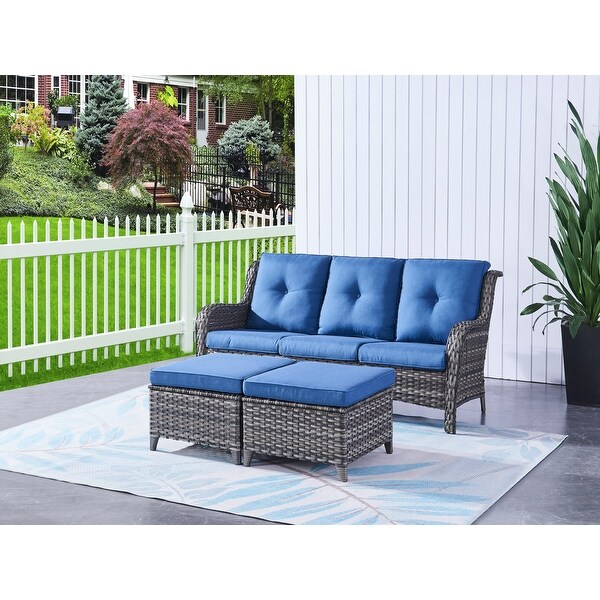 Pocassy 5Piece Outdoor Wicker Sofa Set with Swivel Chairs