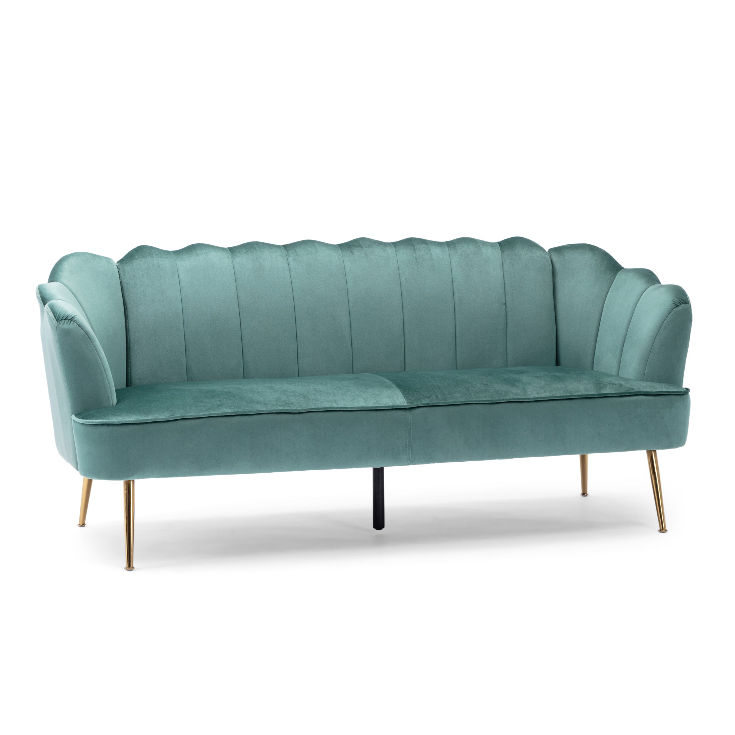 Ohnstad Modern Glam Velvet Channel Stitch 3 Seater Shell Sofa