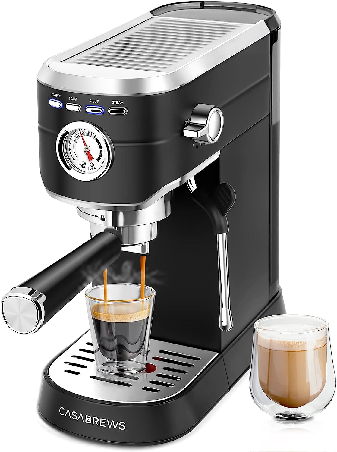 Machine 20 Bar, Professional Espresso Maker with Milk Frother Steam Wand, Compact Espresso Coffee Machine with 34oz Removable Water Tank for Cappuccino, Latte, Gift for Dad or Mom