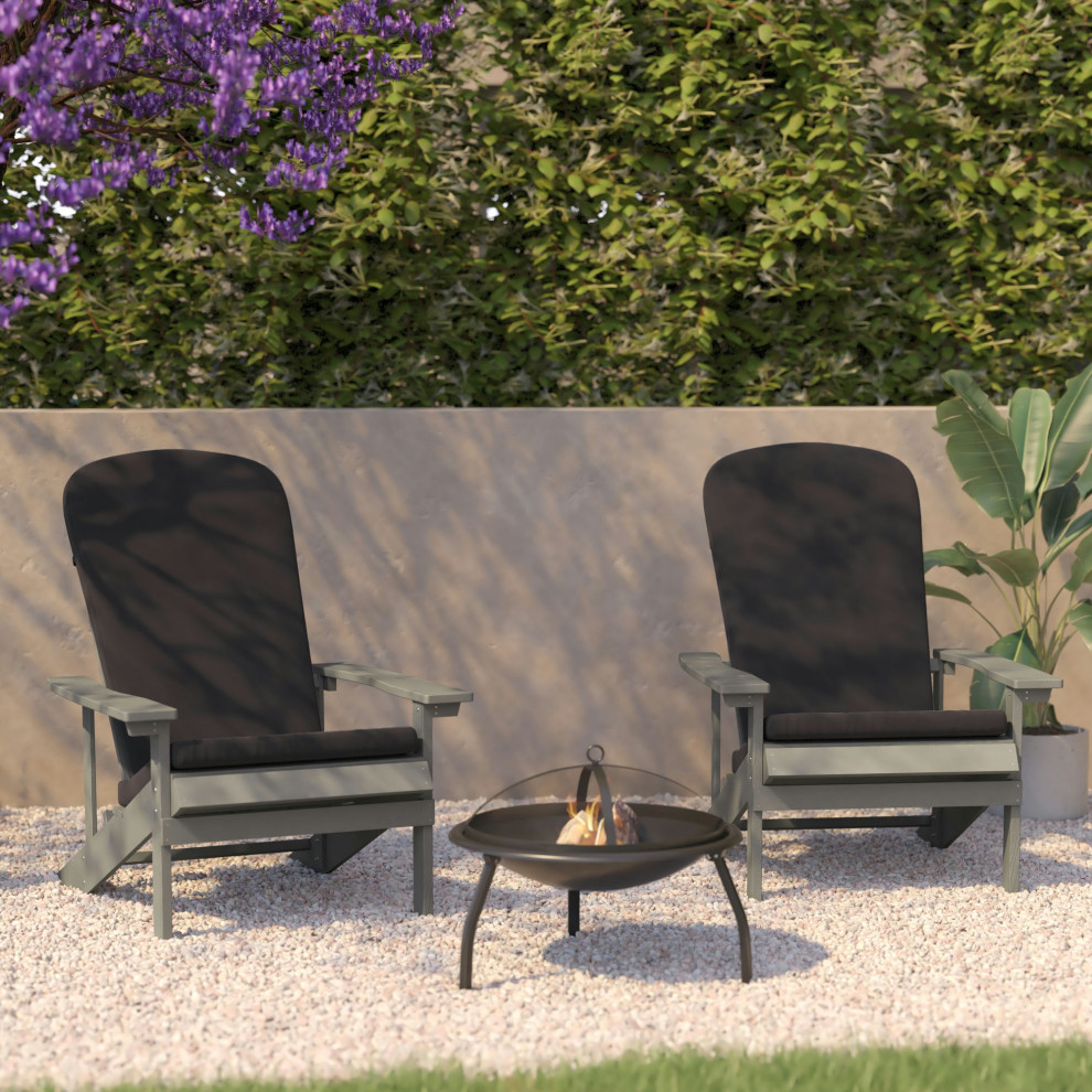 2PK Gray Chairs Gray Cushions   Transitional   Outdoor Lounge Chairs   by PARMA HOME  Houzz