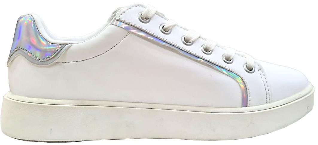 Guess Mely White Iridescent Womens Leather Trainers