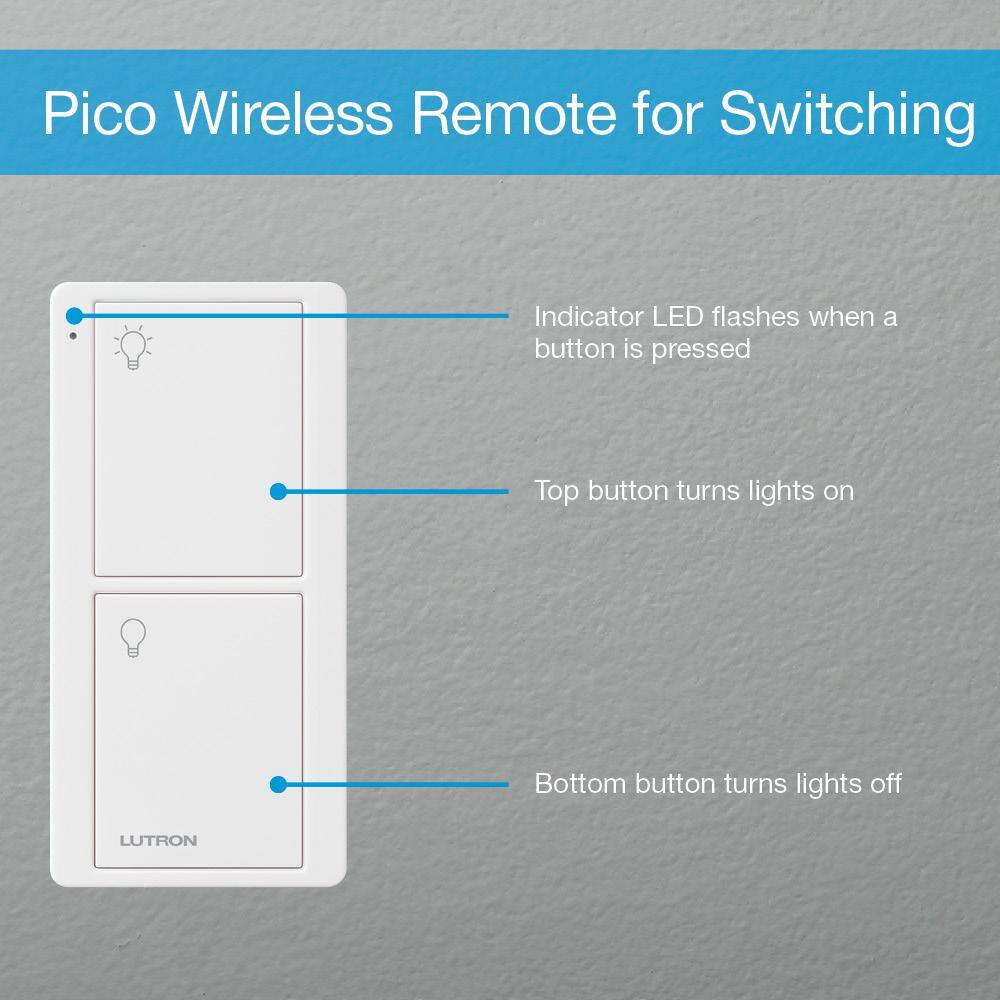 Lutron Caseta Smart Switch 3 Way Kit with RemoteBracket for All Bulbs or Fans 5ANeutral Wire Required White (P-PKG1WS-WH) P-PKG1WS-WH