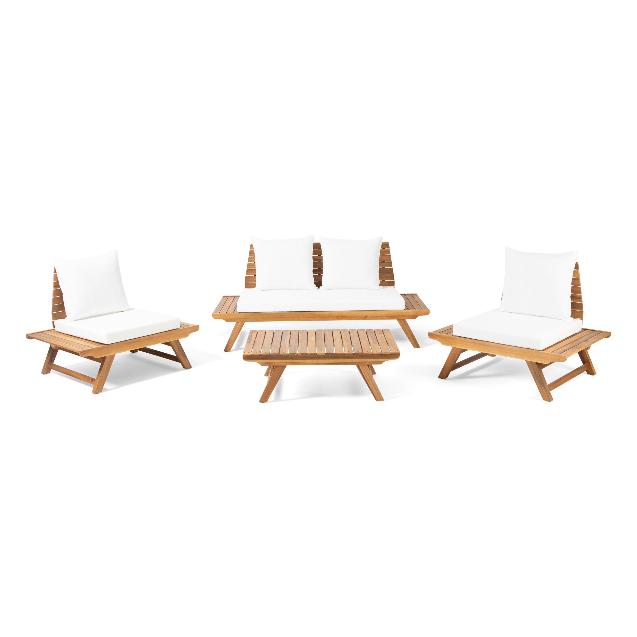 Kaiya Outdoor Acacia Wood 4 Seater Chat Set