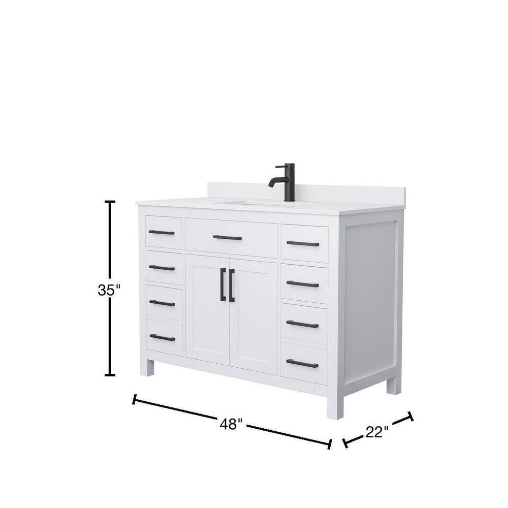 Wyndham Collection Beckett 48 in. W x 22 in. D x 35 in. H Single Sink Bathroom Vanity in White with White Cultured Marble Top WCG242448SWBWCUNSMXX