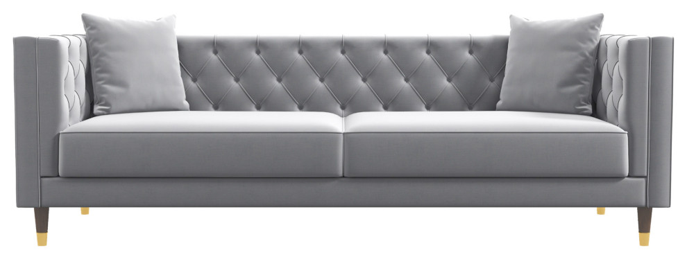 Clark Mid Century Modern Luxury Tufted Velvet Sofa   Midcentury   Sofas   by Ashcroft Furniture Co.  Houzz