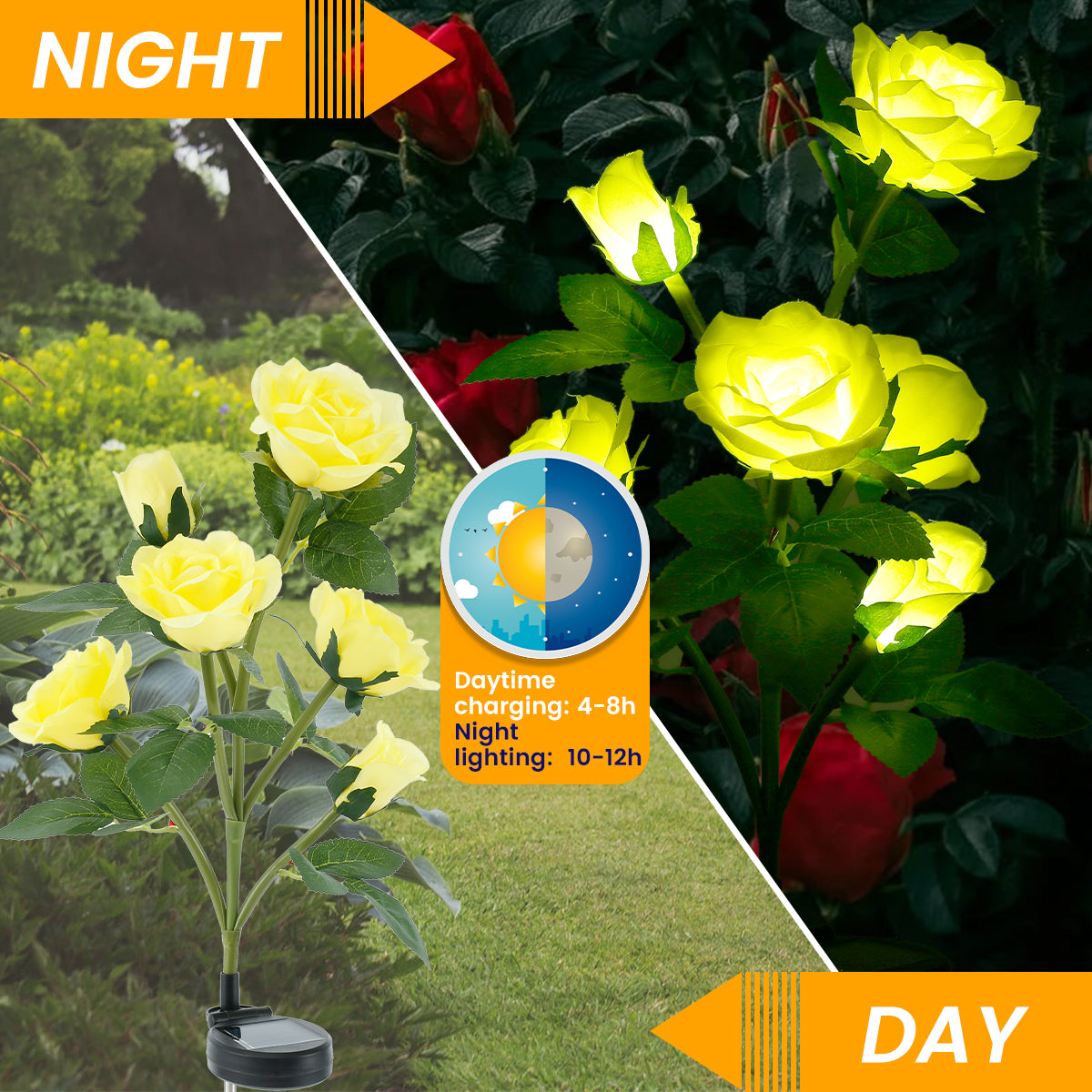 Willstar Solar LED Rose Flower Lights Garden Decorative Stake Lights IP65 Waterproof Solar Garden Lights with 6 Rose Flowers