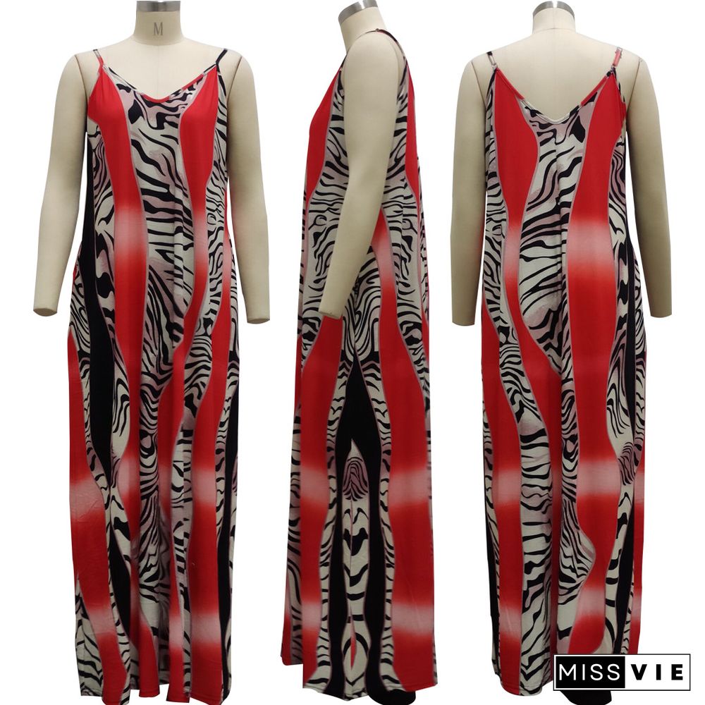 Summer Casual Sunflower Print Sleeveless Spaghetti Straps Beach Evening Party Slim Maxi Dress