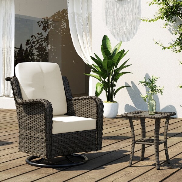 Outdoor Rattan Swivel Gliders Rocking Chair