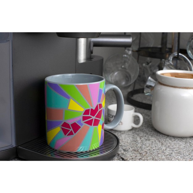 Toynk 2020 Sidewalk Chalk Inspired Mosaic Heart Ceramic Coffee Mug Holds 16 Ounces